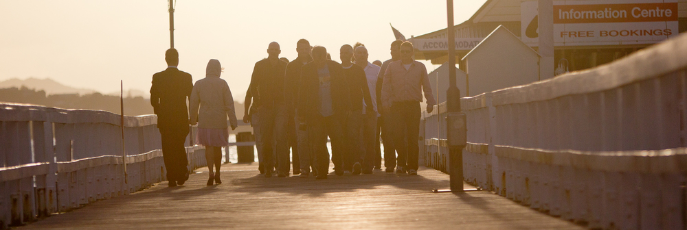 Sunset Shoot with Men on Pier