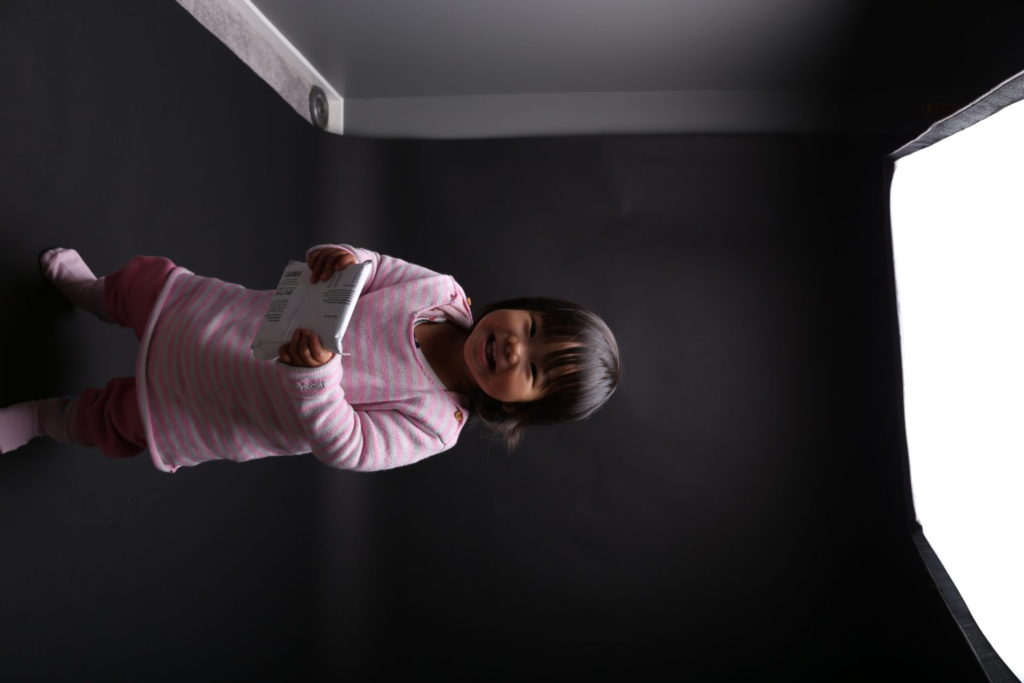 Visico 300WS Strobe with 80cm x 100cm softbox overhead. Unedited, straight out of camera.